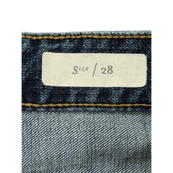 Pilcro The Letterpress High-Waist Blue Jeans Flare Leg Crop Frayed-Hem Size 28 - Picture 4 of 8